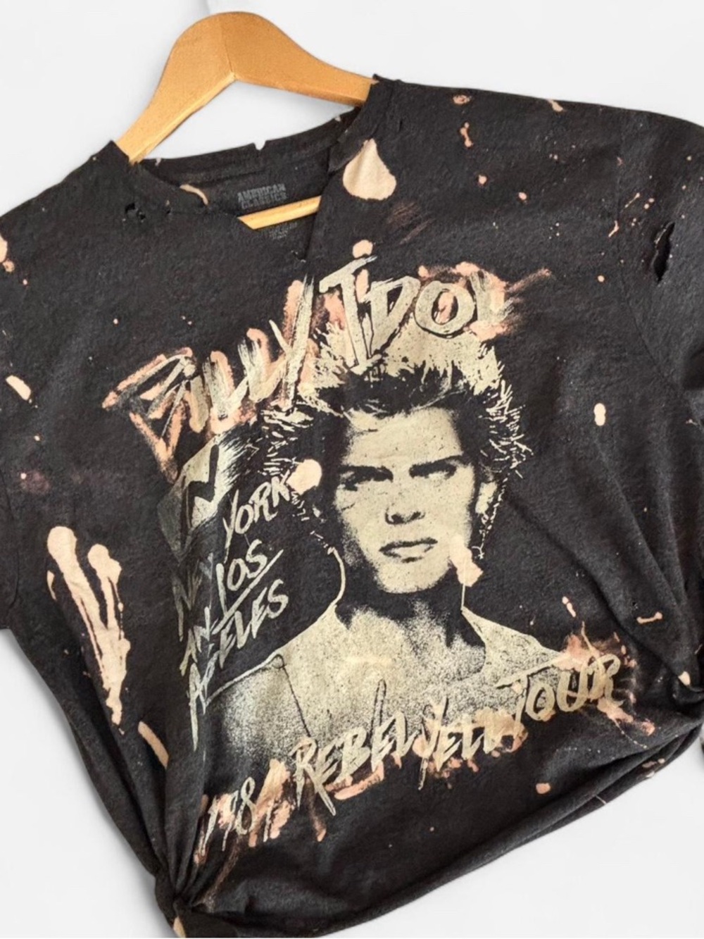 One of a kind Art Tee | Distressed Billy Idol Band Tee| Grunge Festival Punk